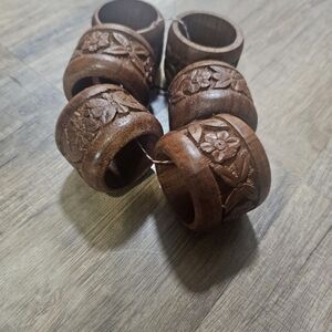 Handcrafted Brown Wooden Napkin Rings